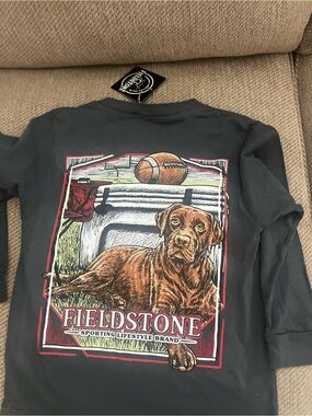Fieldstone Boys' Long Sleeve Graphic Tee - Charcoal